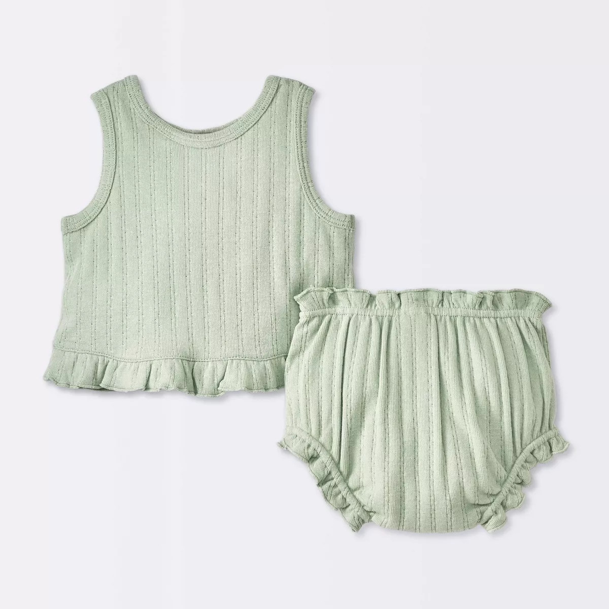 Baby Girls' Pointelle Knit Tank Top & Bloomer Set - Cloud Island™ Green Newborn | Target
