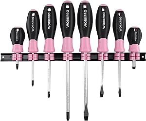 WORKPRO Magnetic Screwdrivers Set, 8-piece Pink Hand tools for Womens, Includes Philips, Flathead... | Amazon (US)