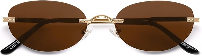 SOJOS Retro Small Oval Sunglasses Womens Trendy Rimless Sun Glasses Vintage Narrow Shades SJ1242 | Amazon (US)