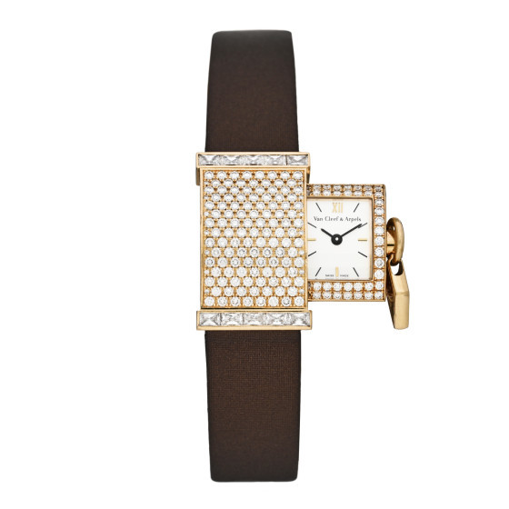 18K Yellow Gold Satin Diamond 17mm Secret Pavée Quartz Watch | FASHIONPHILE (US)