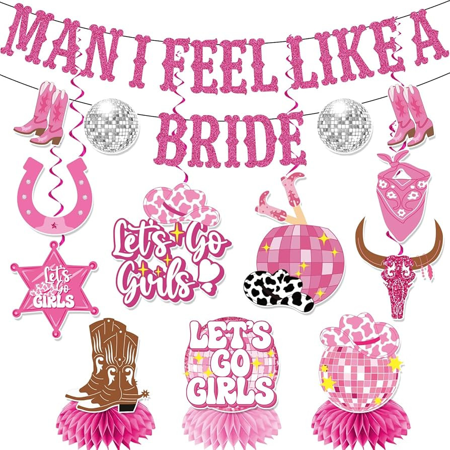 Last Rodeo Bachelorette Decorations, Cowgirl Bachelorette Party Decorations Man I Feel Like A Bri... | Amazon (US)