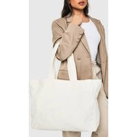 boohoo Women's Basic Canvas Tote Bag in Cream | Boohoo.com (UK & IE)