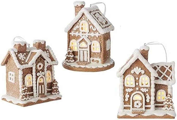 RAZ Imports 2022 Holiday in Provence 4" Lighted Gingerbread House Ornament, Assortment of 3 | Amazon (US)