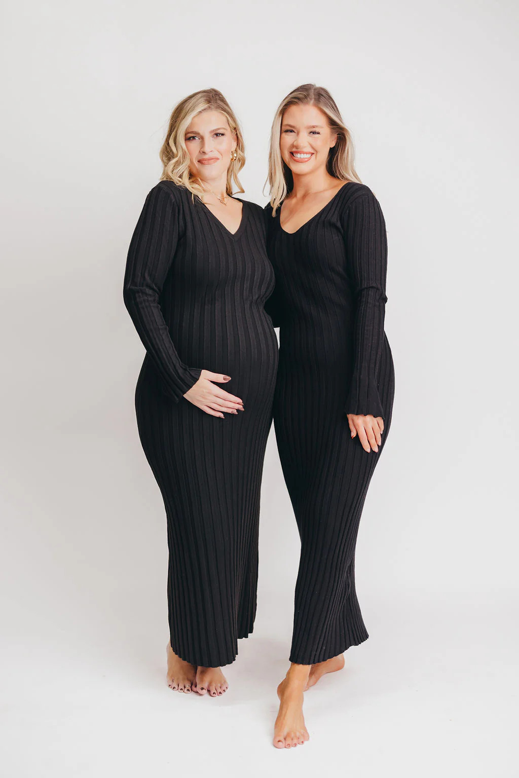 Olivia Ribbed Knit Maxi in Black (S-XL) - Bump Friendly - Worth Collec | Worth Collective