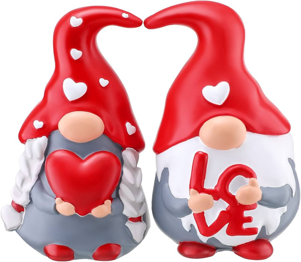 2 Pcs Valentine's Day Gnome Home Decor Valentine's Day Gifts Valentine Gnomes Resin Decorations G... | Amazon (US)