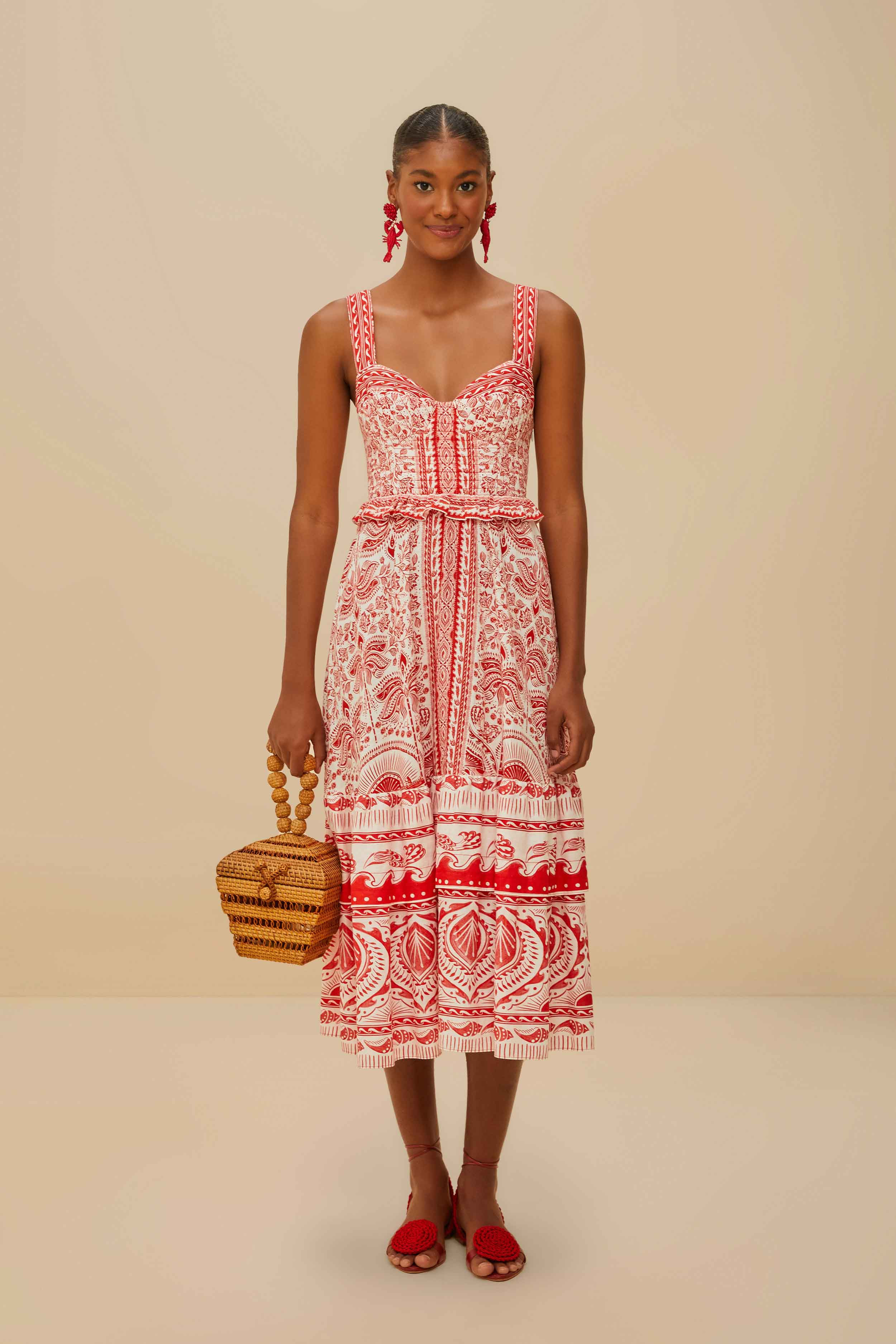 Red River Ride LENZING™ ECOVERO™ Euroflax™ Midi Dress | FarmRio (US)