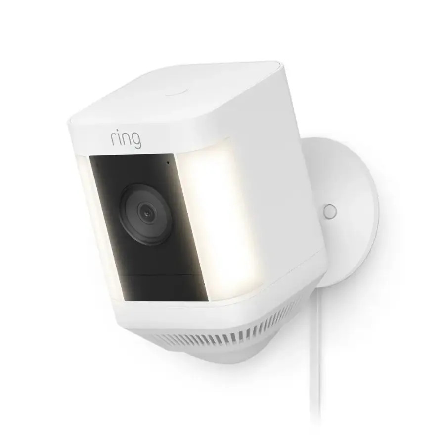 Ring - Spotlight Cam Plus Outdoor/Indoor 1080p Plug-In Surveillance Camera - White | Best Buy U.S.