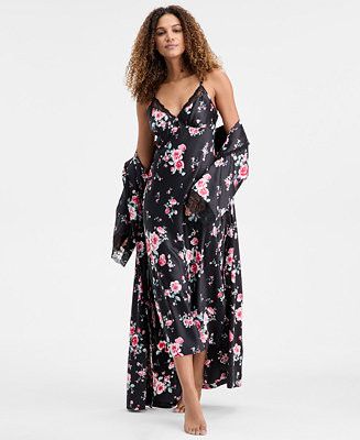 Women's Printed Lace Trim Shawl Collar Robe | Macy's