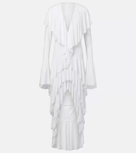 Tiered ruffled asymmetric maxi dress | Mytheresa (INTL)