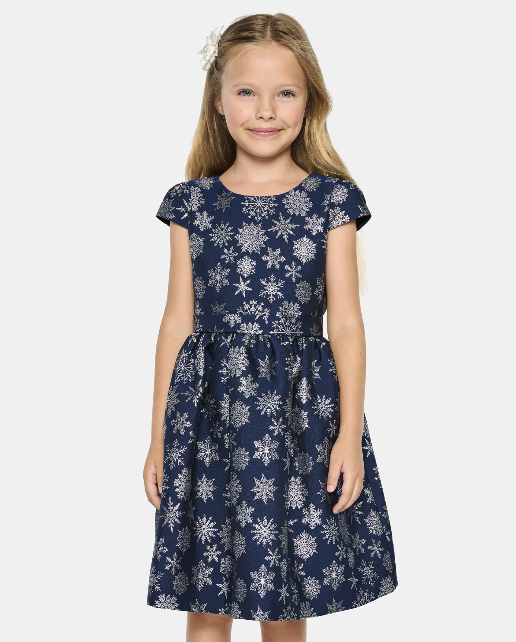 Girls Snowflake Fit And Flare Dress - Silent Night - tidal | The Children's Place