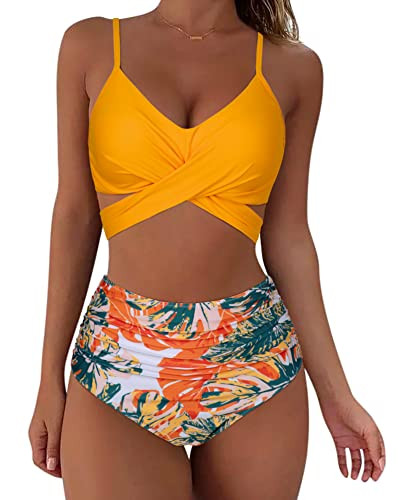 SUUKSESS Women Wrap Bikini Set Push Up High Waisted 2 Piece Swimsuits | Amazon (US)