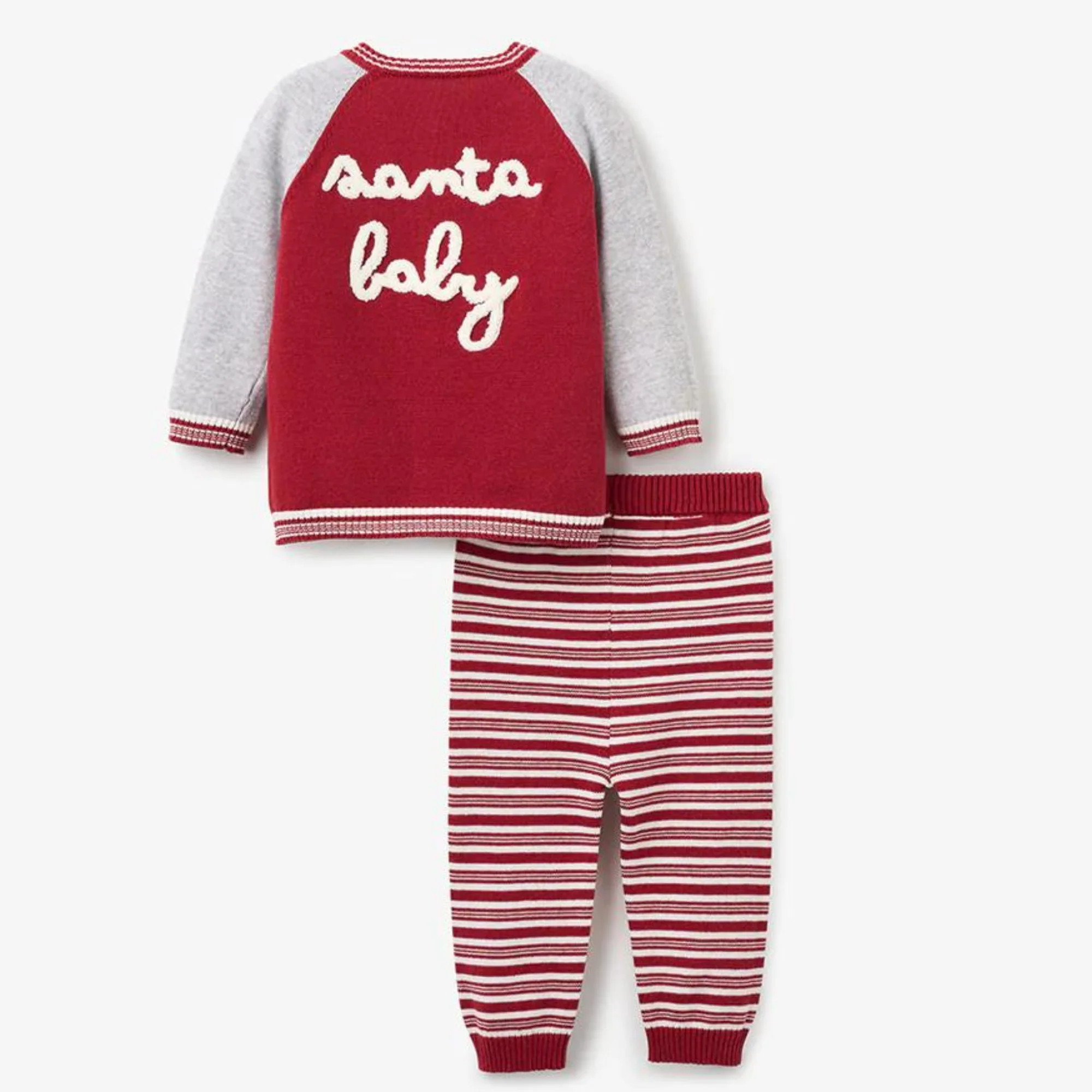Santa Baby Varsity Jacket & Striped Pant Set, Red | SpearmintLOVE