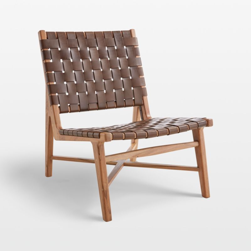 Taj Brown Woven Leather Strap Accent Chair + Reviews | Crate & Barrel | Crate & Barrel
