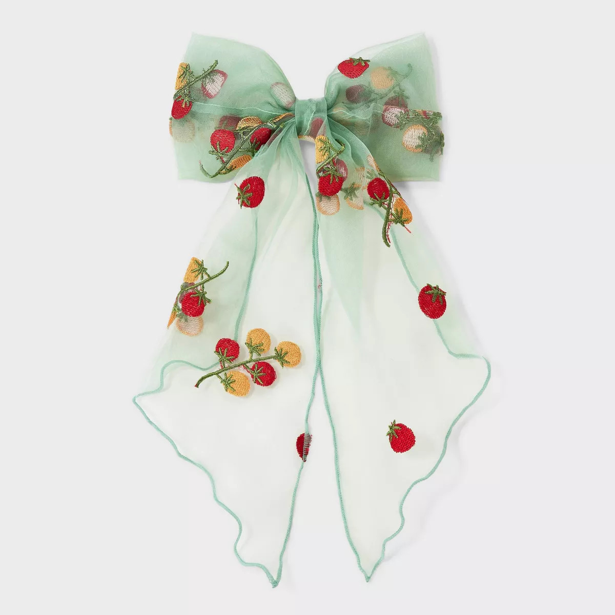 Chiffon Tomato Bow Hair Barrette - A New Day™ White/Red | Target