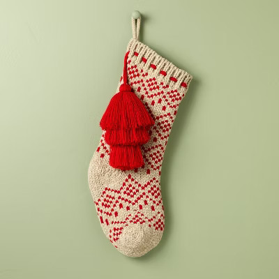 Fair Isle Knit Christmas Stocking Beige/Red - Hearth & Hand™ with Magnolia | Target