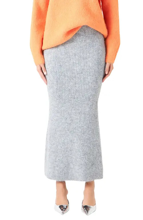 Endless Rose Fuzzy Mermaid Maxi Skirt in Heather Grey at Nordstrom, Size X-Small | Nordstrom