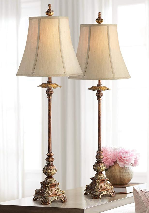Regency Hill Juliette Traditional French Country Style Buffet Table Lamps 36.5" Tall Set of 2 Ant... | Amazon (US)