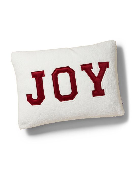 14x20 Joy Faux Sherpa Embroidered Pillow | TJ Maxx