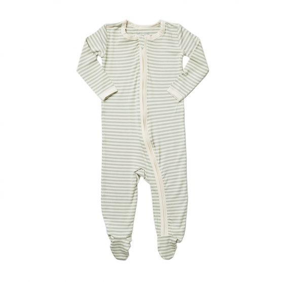 HART + LAND Baby/Toddler Bamboo Zip Footed Bodysuit- Simple Stripe | The Tot