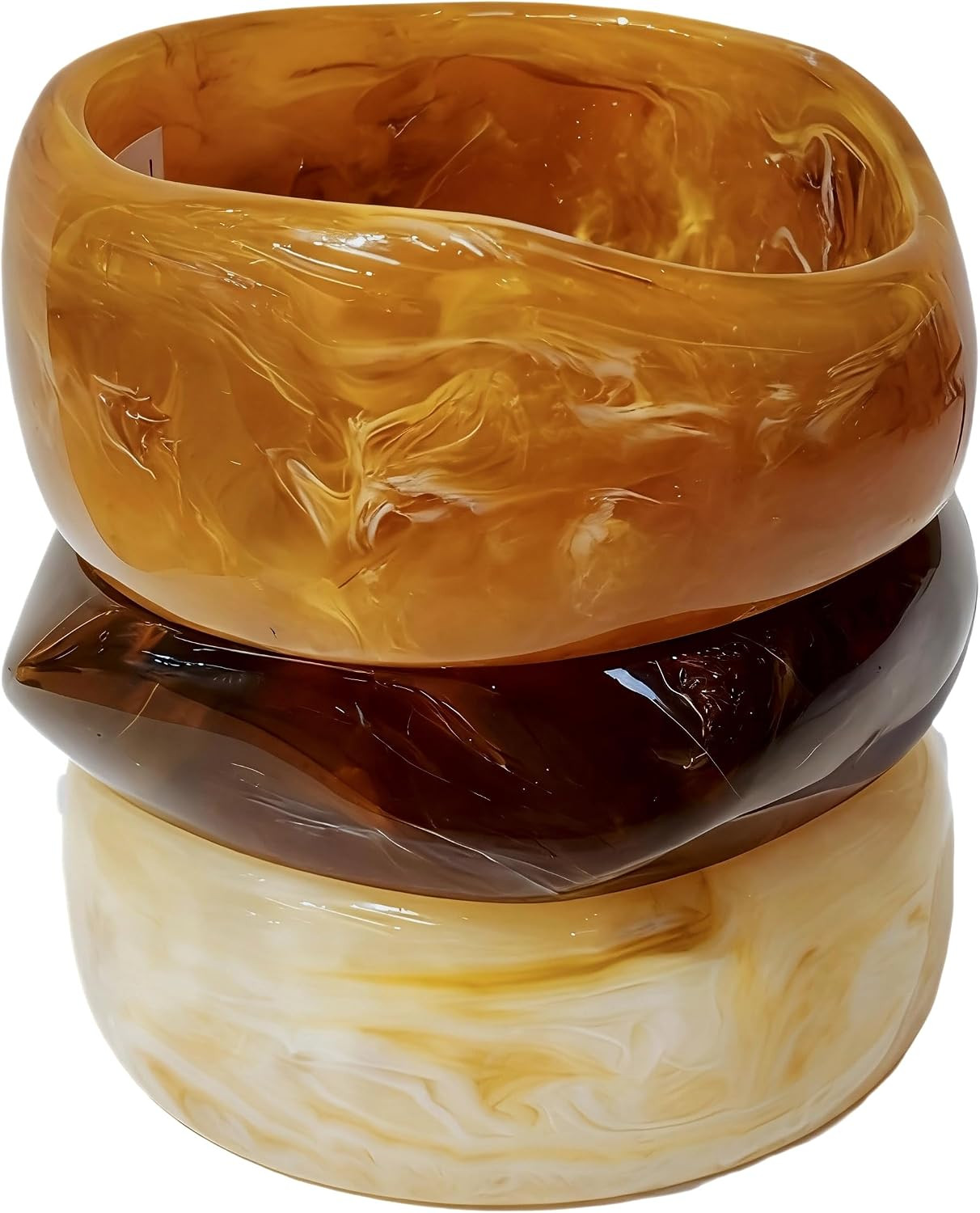 3PCSAcrylic Chunky Bangle Bracelets for Women,Resin Bangles | Amazon (US)