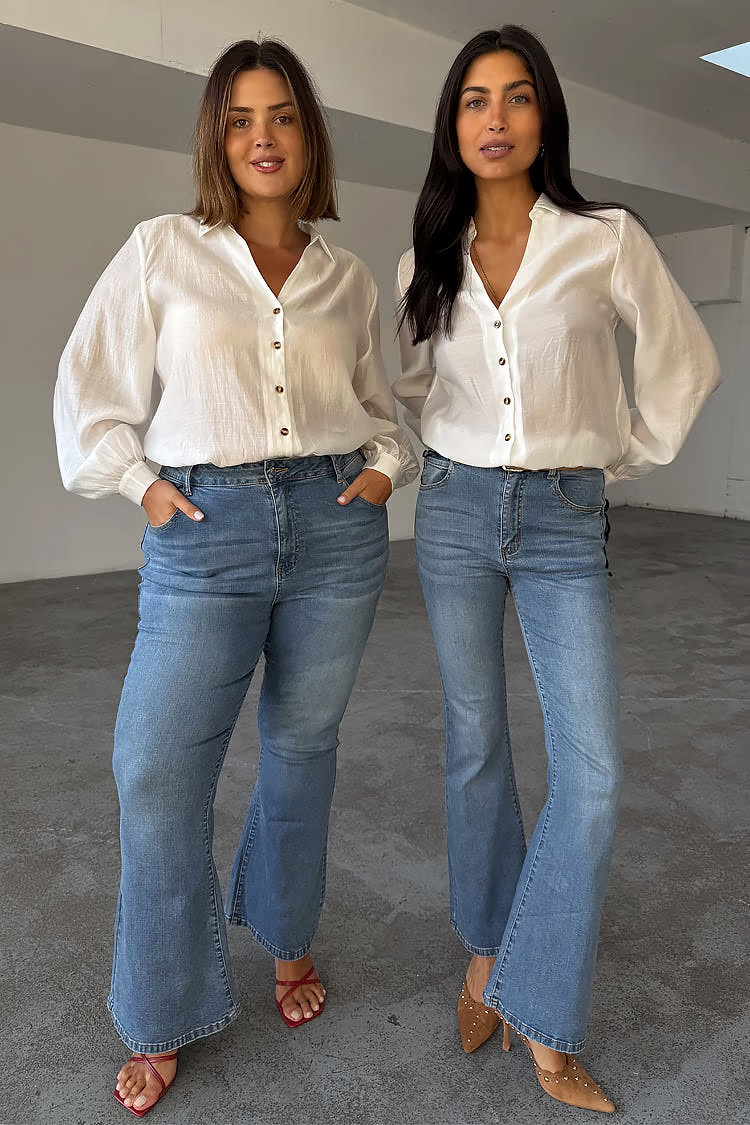 Denim Flare Scallop Jean | Never Fully Dressed US