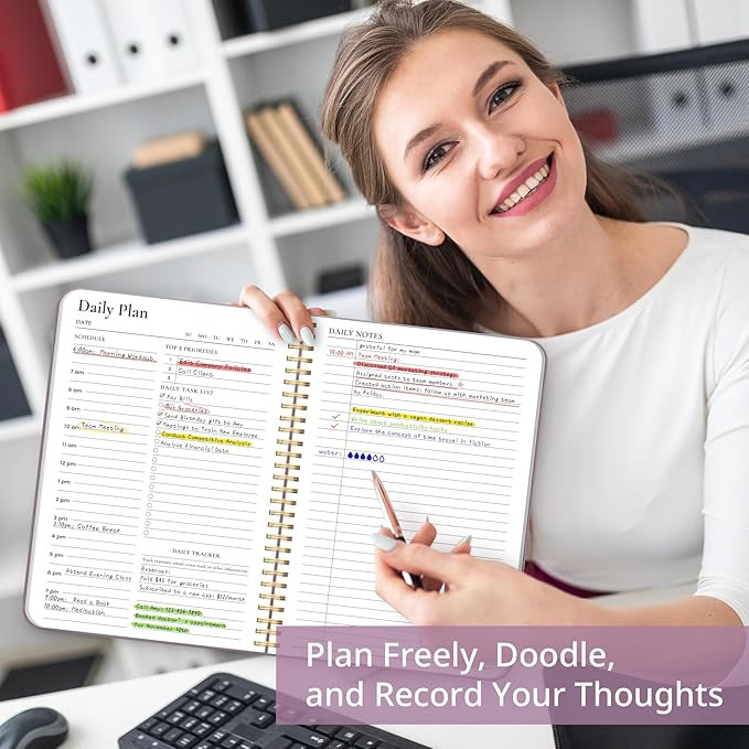 Aesthetic Daily Planner Notebook With Hourly Schedule, Spiral To Do List Notepad, Notebooks for W... | Amazon (US)