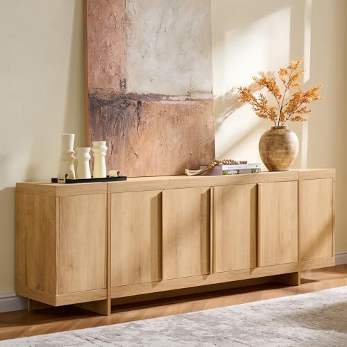 Entertainment Center &TV Console with Gold Accents,Soft-Close Doors,Cable Management and Adjustab... | Amazon (US)