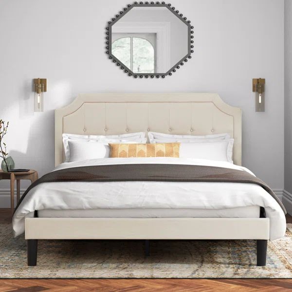 Kempst Upholstered Platform Bed Frame with Height Adjustable Headboard | Wayfair North America