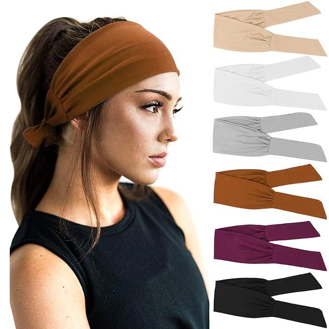 DRESHOW 6 PCS Adjustable Headbands for Women Knotted Headbands Elastic Non-Slip Fashion Hair Band... | Amazon (US)