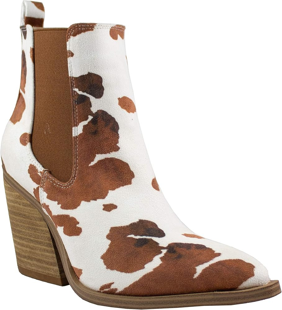 ARiderGirl Dako Western Booties Animal Prints Ankle Boot with Stacked Heel Pointed Toe Boots | Amazon (US)
