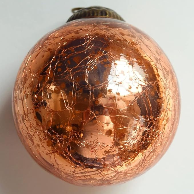 Set of 4 Rose Gold Copper Mercury Glass Ornaments (3.15 Vintage Crackle Ball) - Perfect for Chris... | Amazon (US)