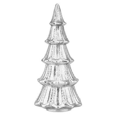 Faux Pre-Lit LED Mercury Glass Christmas Tree Decorative Holiday Scene Props Silver - Haute Déco... | Target