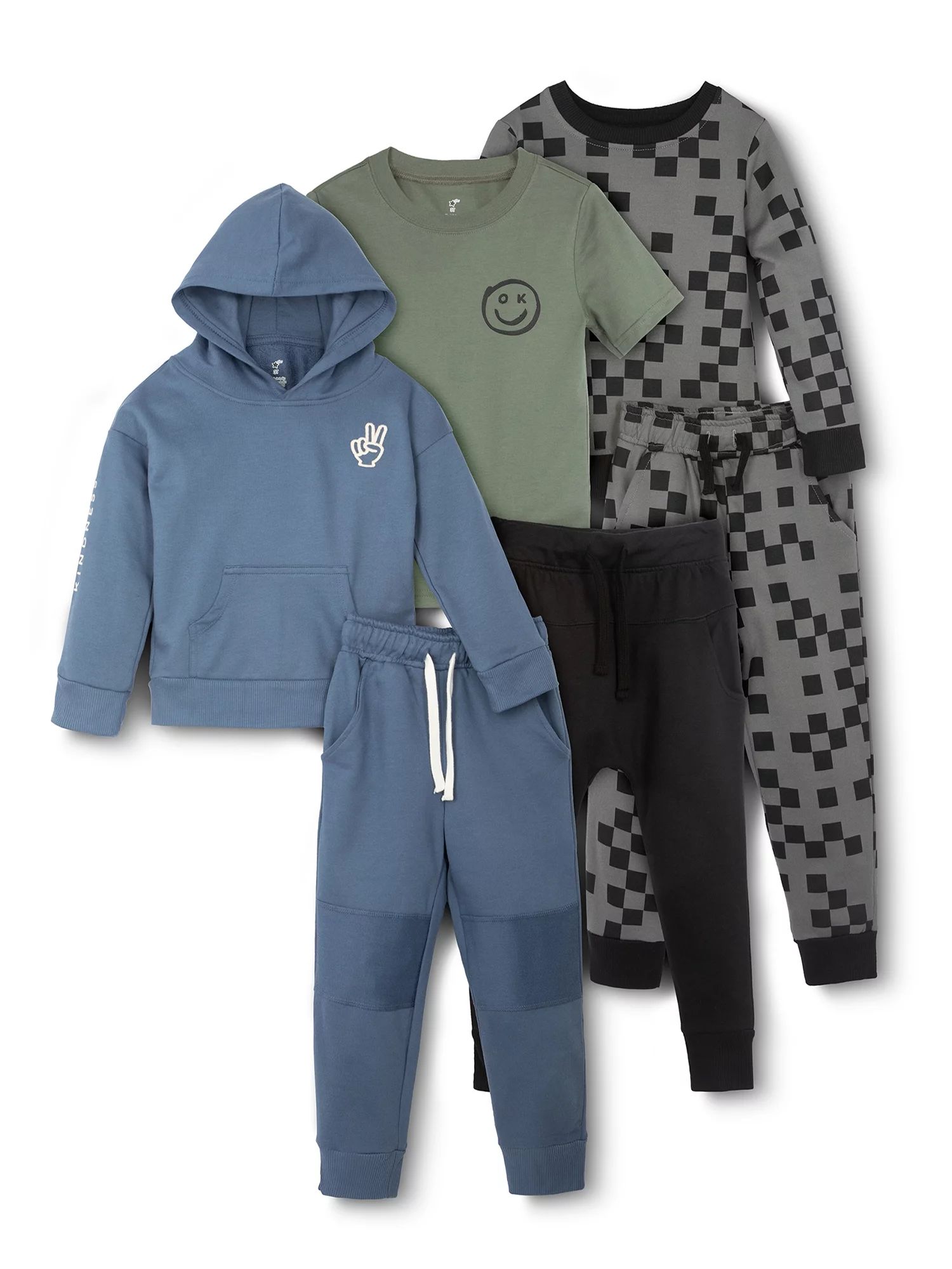 Little Star Organic Toddler Boy 6Pc Mixed Outfit Set, Size 12M-5T - Walmart.com | Walmart (US)