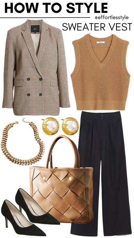 How to wear a sweater vest with a blazer….  For lots more sweater vest inspo, check out our recent blog post => https://effortlesstyle.com/how-to-style-a-sweater-vest/

#LTKstyletip #LTKSeasonal #LTKshoecrush