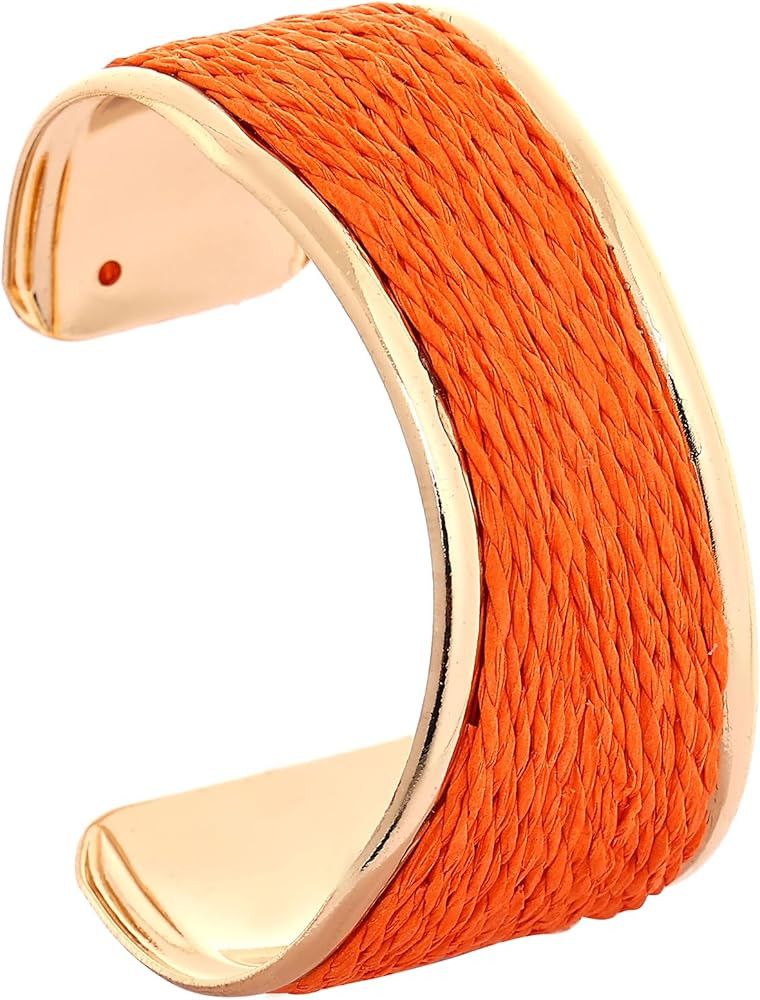 Raffia Colorful Chunky Cuff Bracelet For Women Statement Irregular Wave Vacation Tropical Beachy ... | Amazon (US)