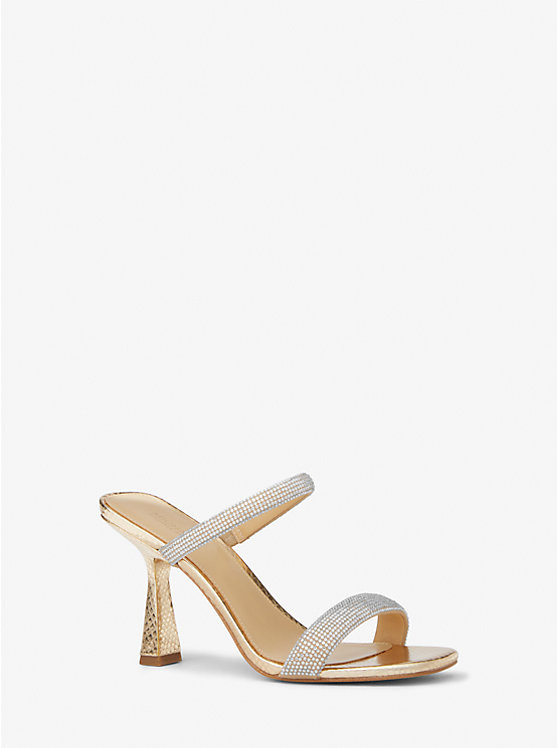 Clara Embellished Metallic Snake Embossed Sandal | Michael Kors US