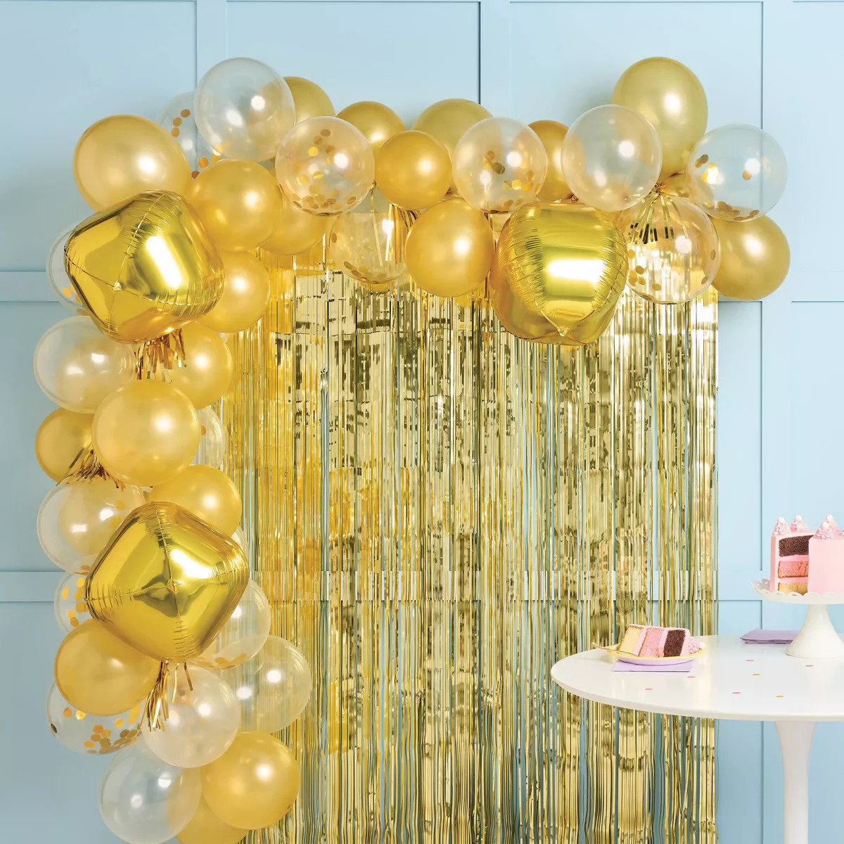 48ct Balloon Arch Garland Décor Kit with Backdrop Gold - Spritz™ | Target