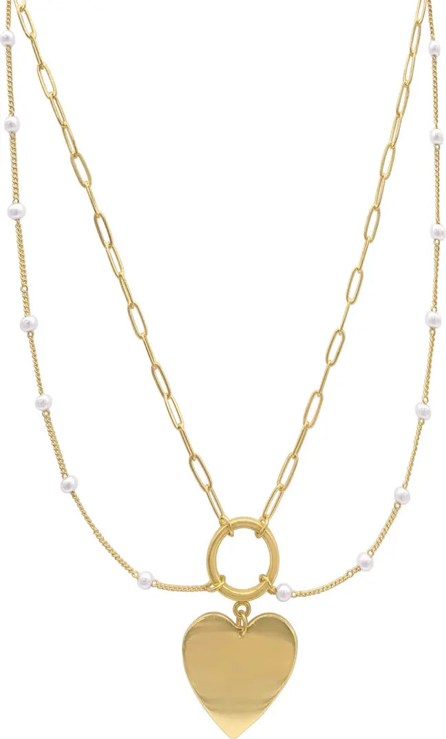 Imitation Pearl Mixed Chain Heart Pendant Necklace | Nordstrom Rack