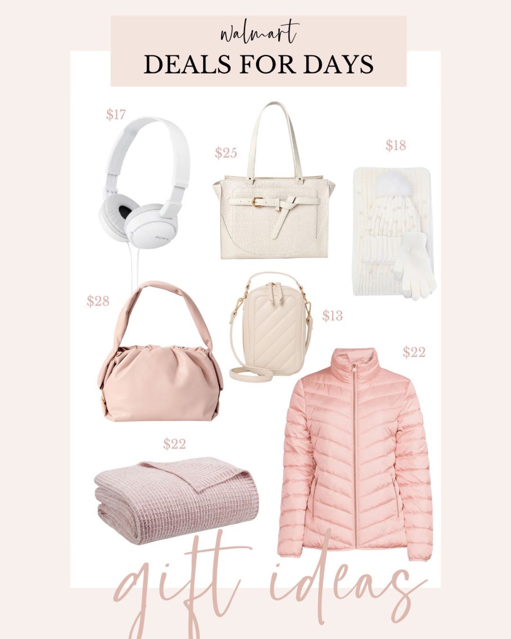 Walmart deals for days gift guide finds for her! Loving these neutral and pink items  

#LTKstyletip #LTKunder100 #LTKHoliday