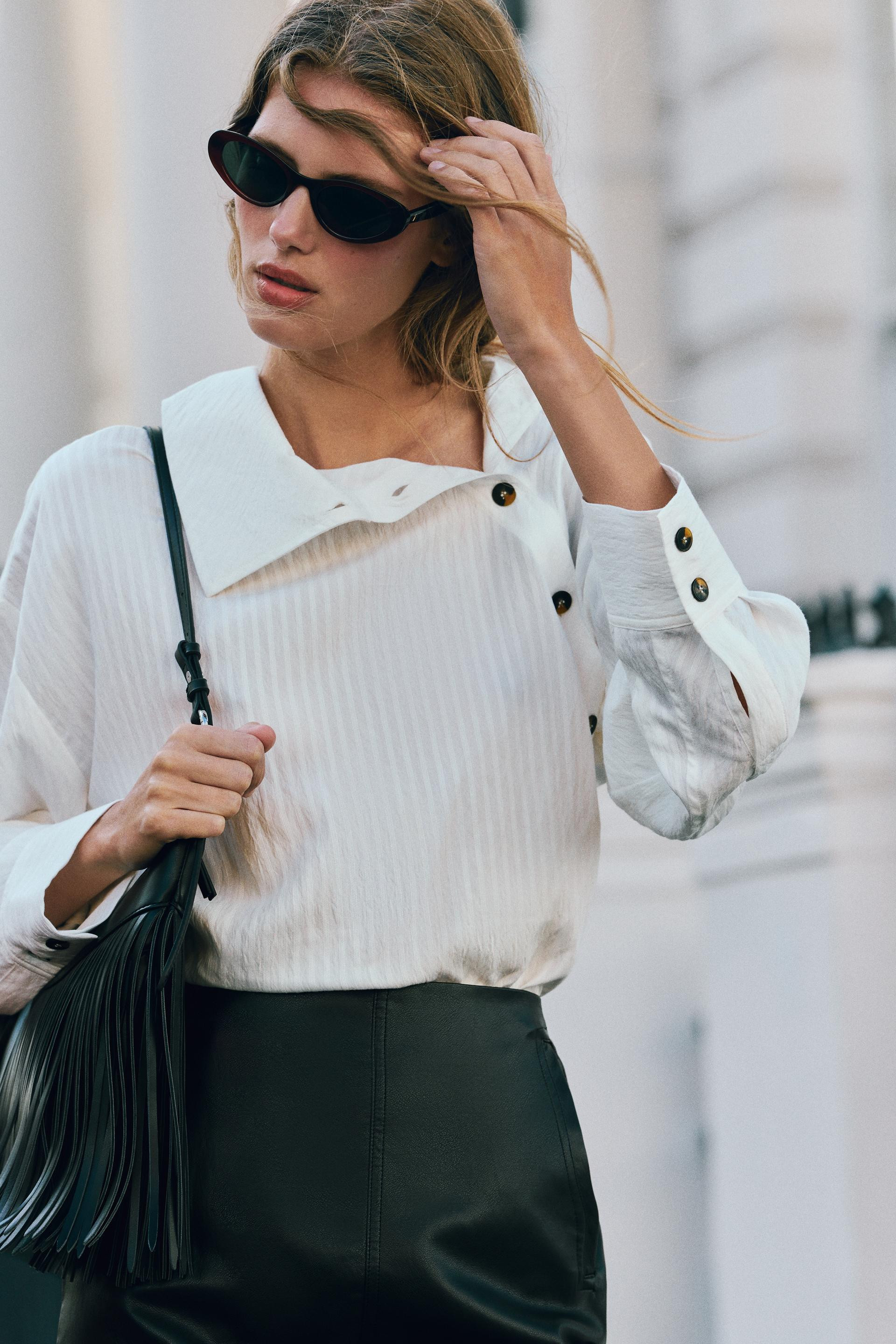 Zara - Striped Wrap Shirt - White - Xs - Woman | Zara US