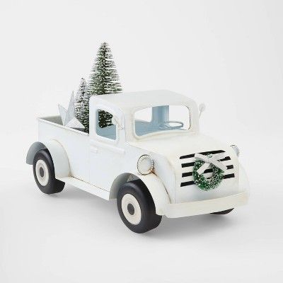 Large Truck with Bottle Brush in Back Decorative Christmas Figurine White - Wondershop™ | Target