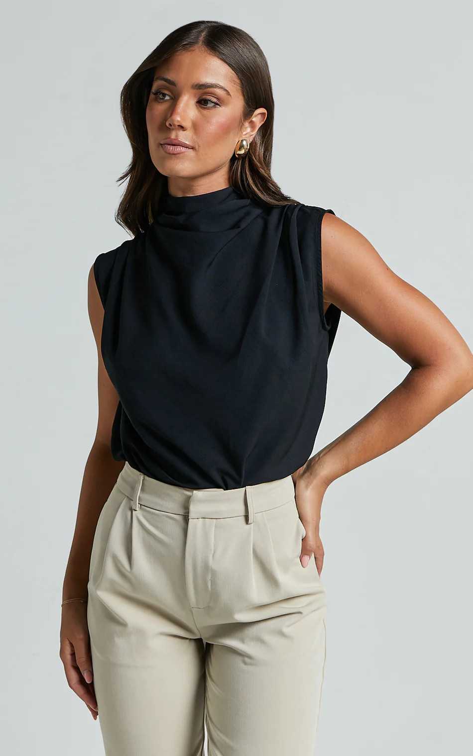 Arianae Top - High Neck Top in Black | Showpo (US, UK & Europe)