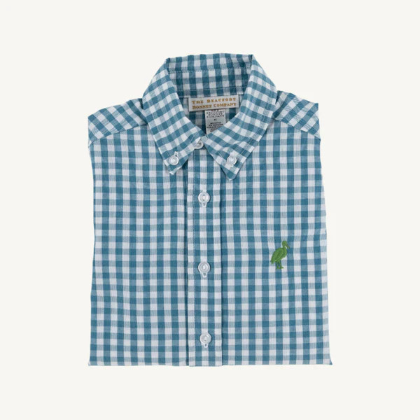 Dean's List Dress Shirt - Barnsley Blue Gingham with Gallatin Green St | The Beaufort Bonnet Company