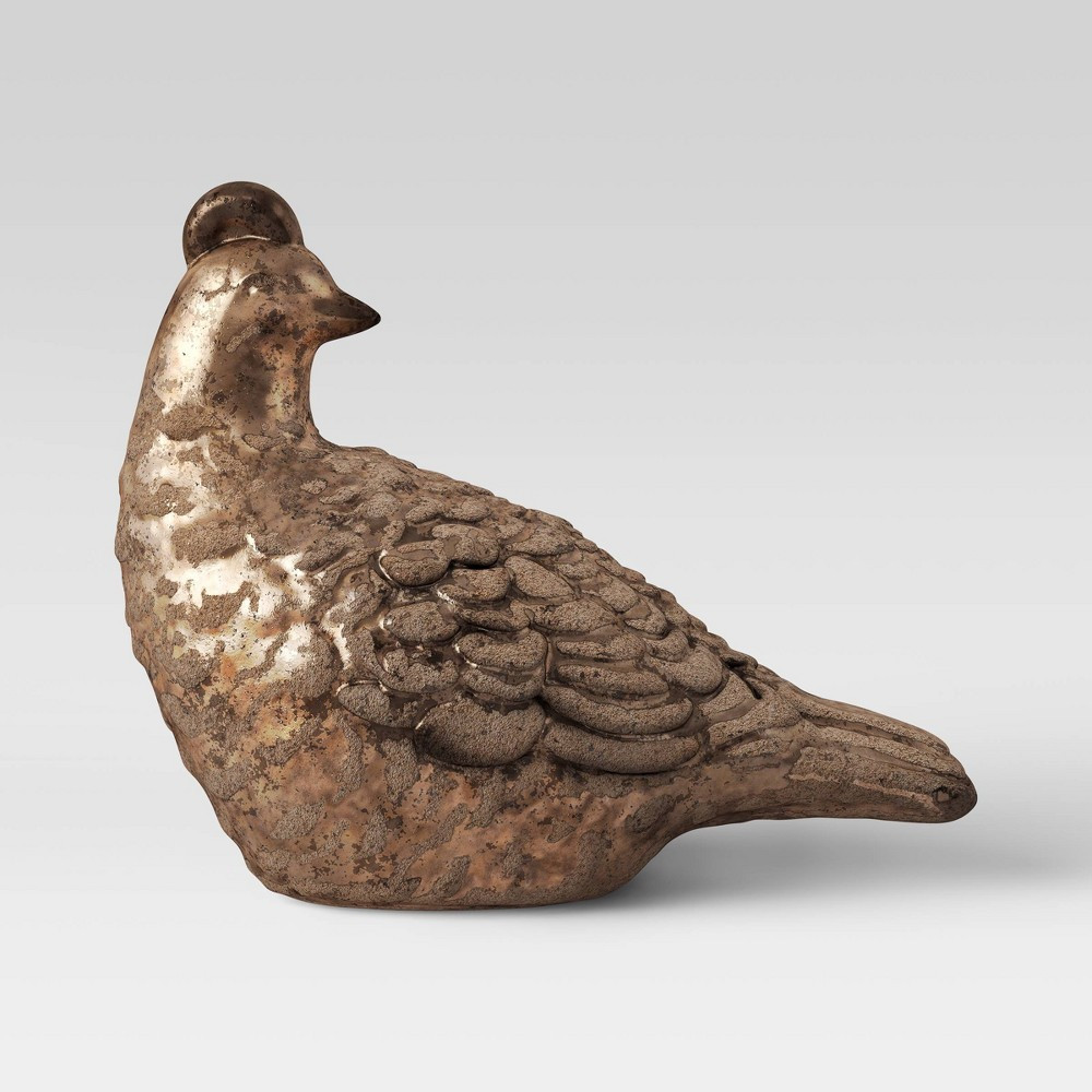 4.4" x 2.9" Decorative Stoneware Quail Figurine with Metallic Glaze Gold - Threshold™ | Target