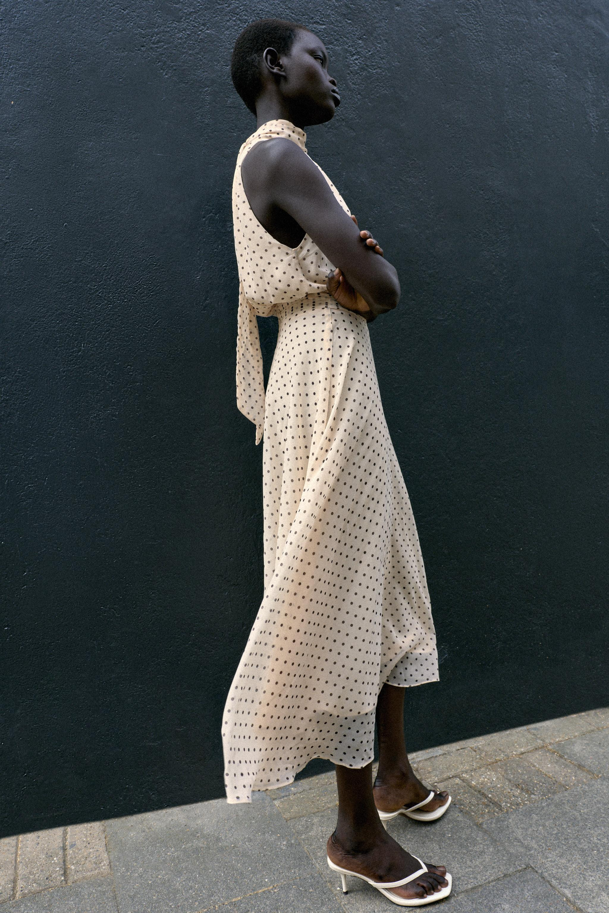 POLKA DOT HALTER MIDI DRESS | Zara US