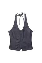 Denim top with zip | PULL and BEAR UK