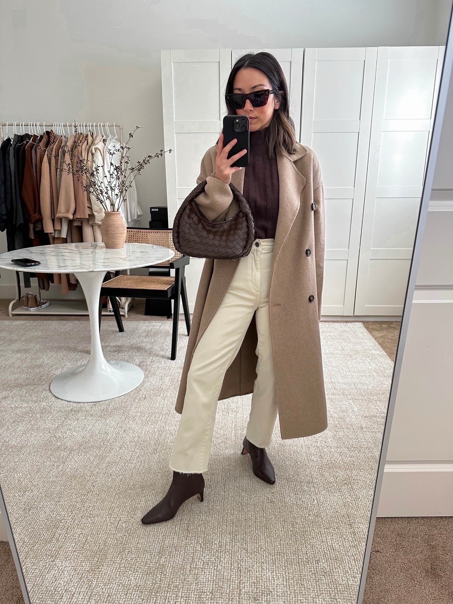 Oversized mango wool coat on sale! Comes in 4 new colors. 

Mango coat xxs - runs big, size down. Color is old 
J.crew turtleneck xs (old)
DL1967 jeans 25, but hems. 
Anthropologie bag (old)
J.crew boots 5.5
Celine sunglasses 

Coats, petite style, winter style, winter outfits 

#LTKPetite #LTKSaleAlert #LTKootd