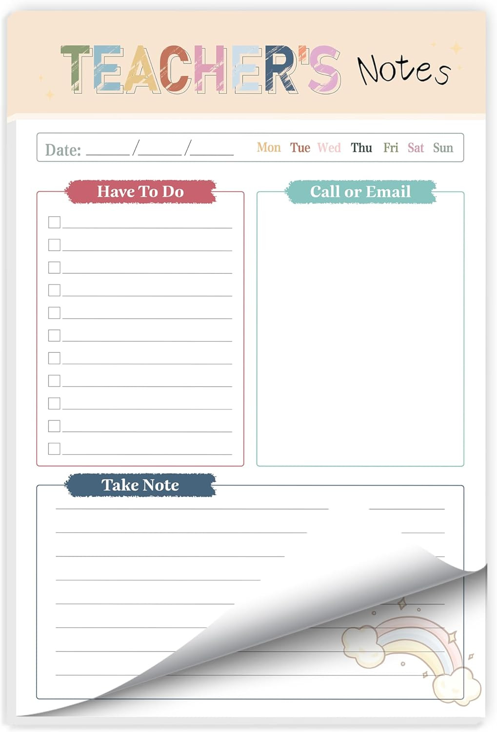 Teacher Notepad - To Do List Notepad, Teacher Appreciation Gifts Planner, 50 Sheets, 5.6 x 8.3 In... | Amazon (US)