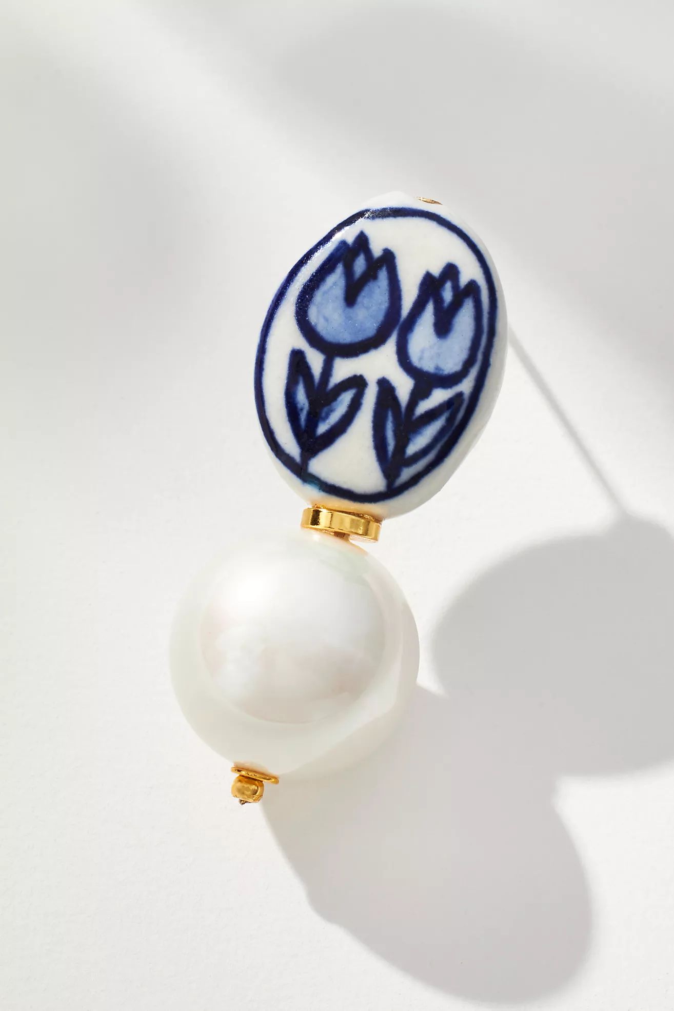 Floral Porcelain Pearl Drop Earrings | Anthropologie (US)