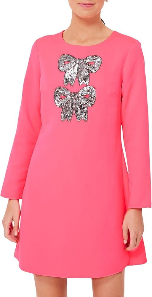 SCOFEEL Women Sequin Bow Mini Dress Long Sleeve Shift Party Cocktail Dress | Amazon (US)